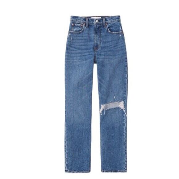 Abercrombie and Fitch Jeans Women 20 Short Blue 90s Straight NWT - Picture 1 of 9